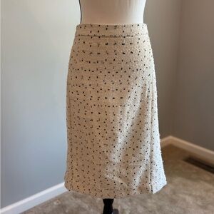 Ann Taylor Cream and Black Tweed A-Line Skirt, size 12
